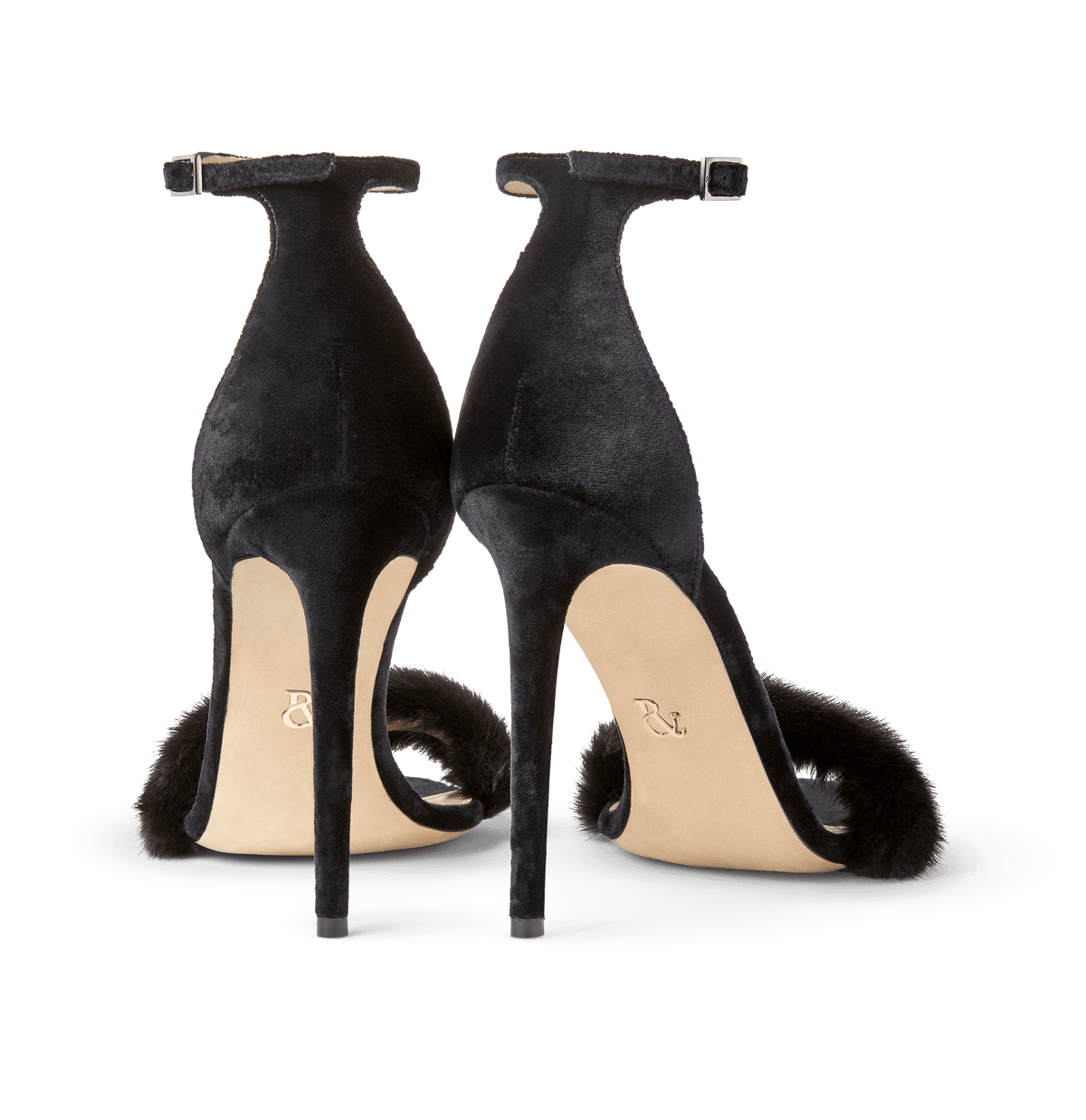 Black Mink and Suede Sandals